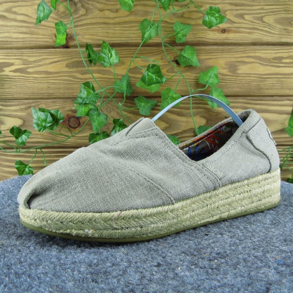 Bobs By Skechers Women Flat Shoes Taupe Fabric Slip On‎ Size 7.5 Medium - Picture 1 of 10